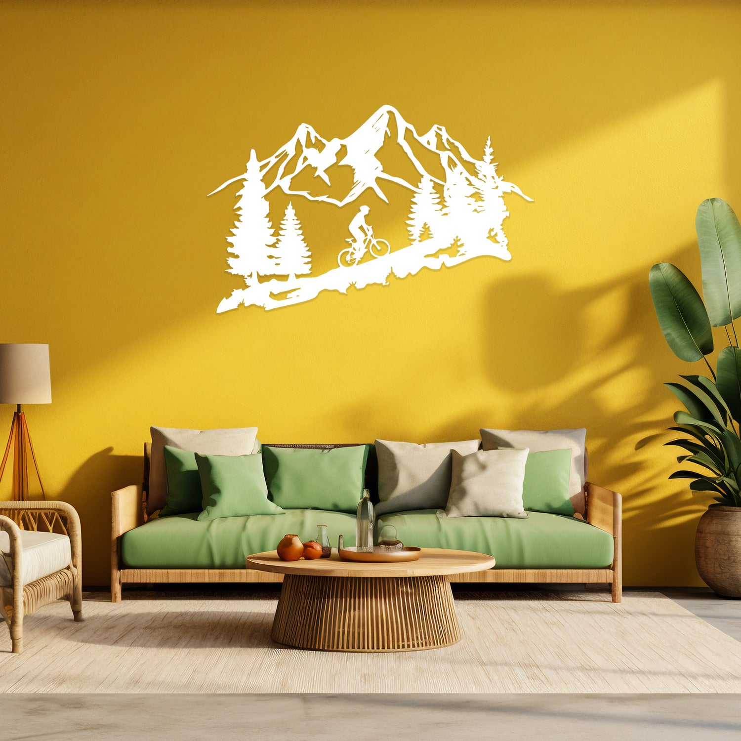 Biker in Mountain Metal Wall Art