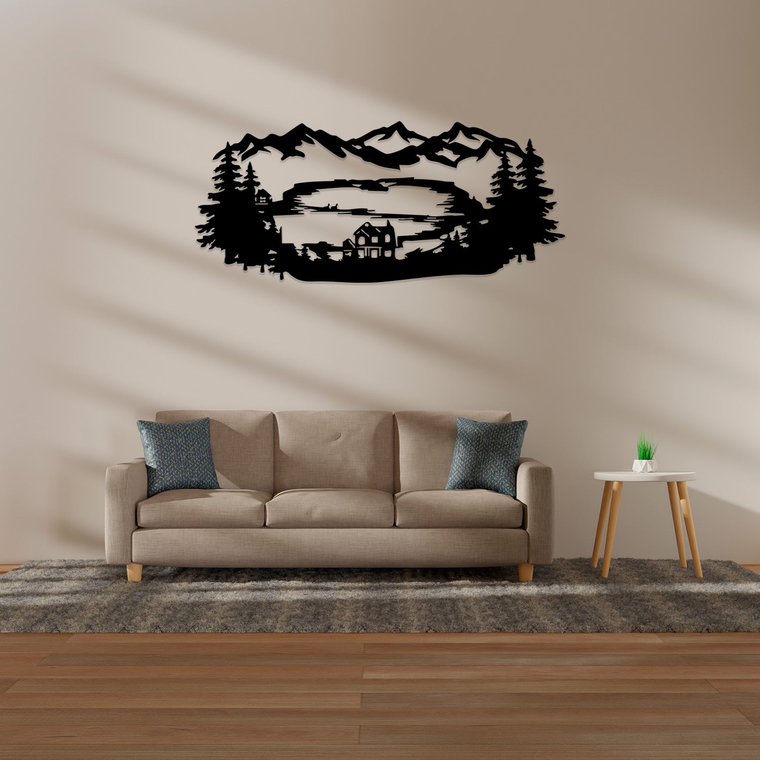 Lake View Mountain Metal Wall Art