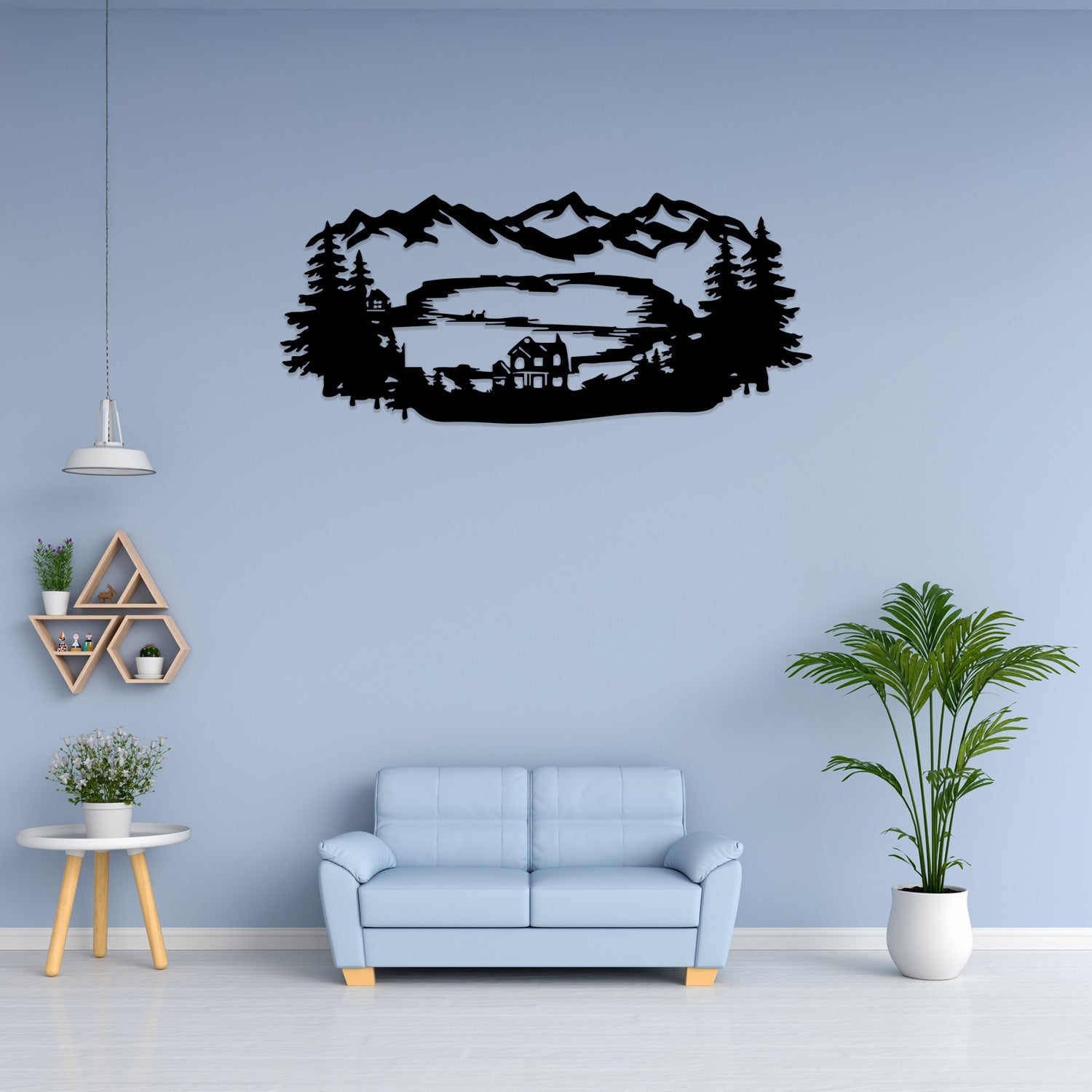 Lake View Mountain Metal Wall Art