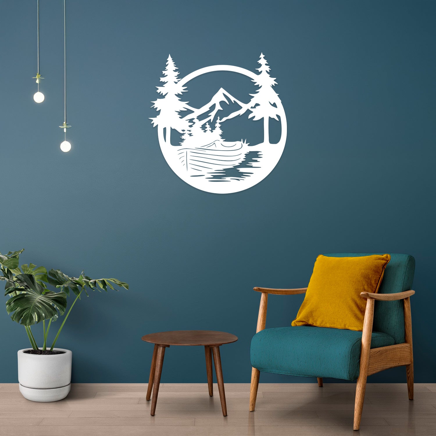 Boat in Mountain Metal Wall Art