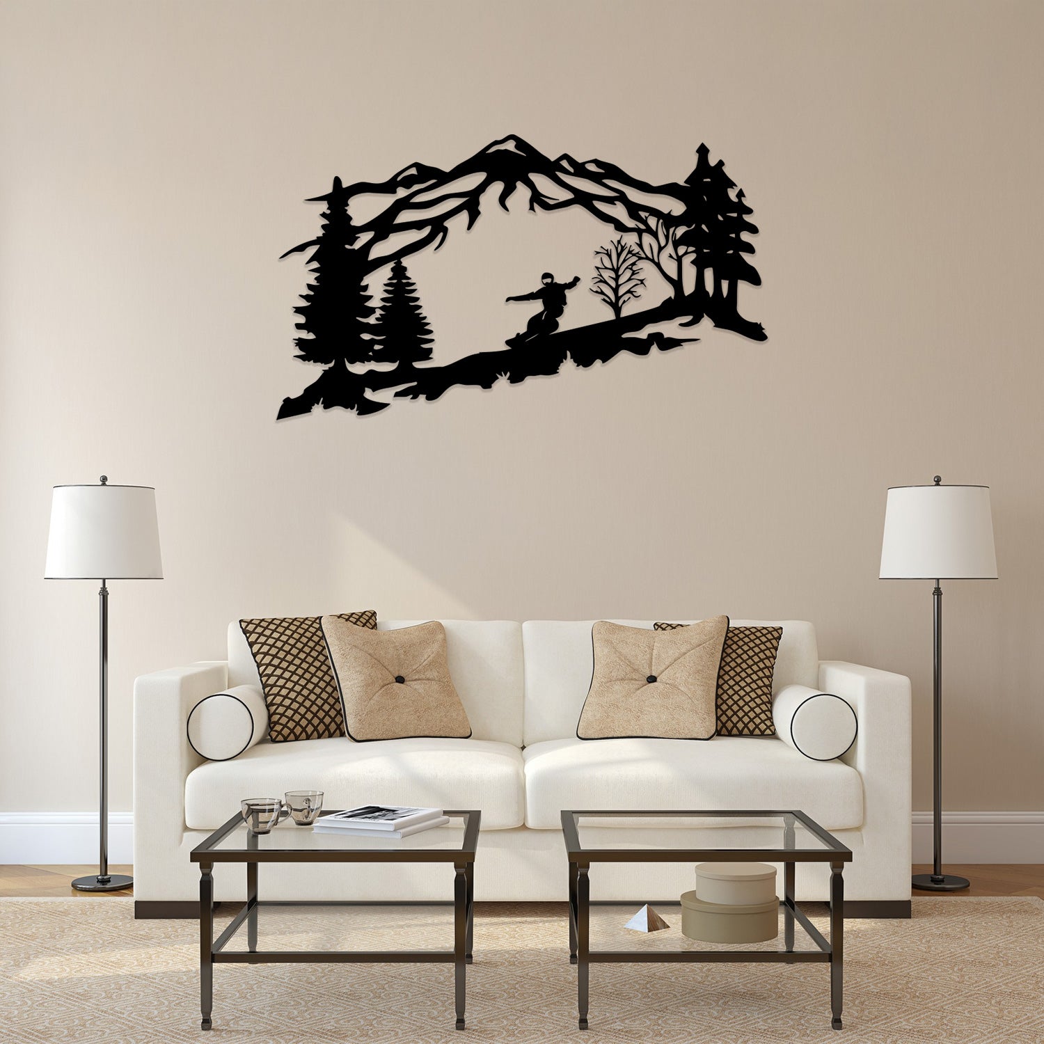 Snowboarding Mountain Metal Wall Art