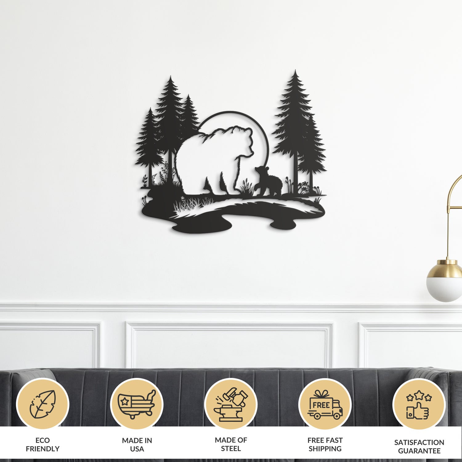 Bear and Cub Metal Wall Art