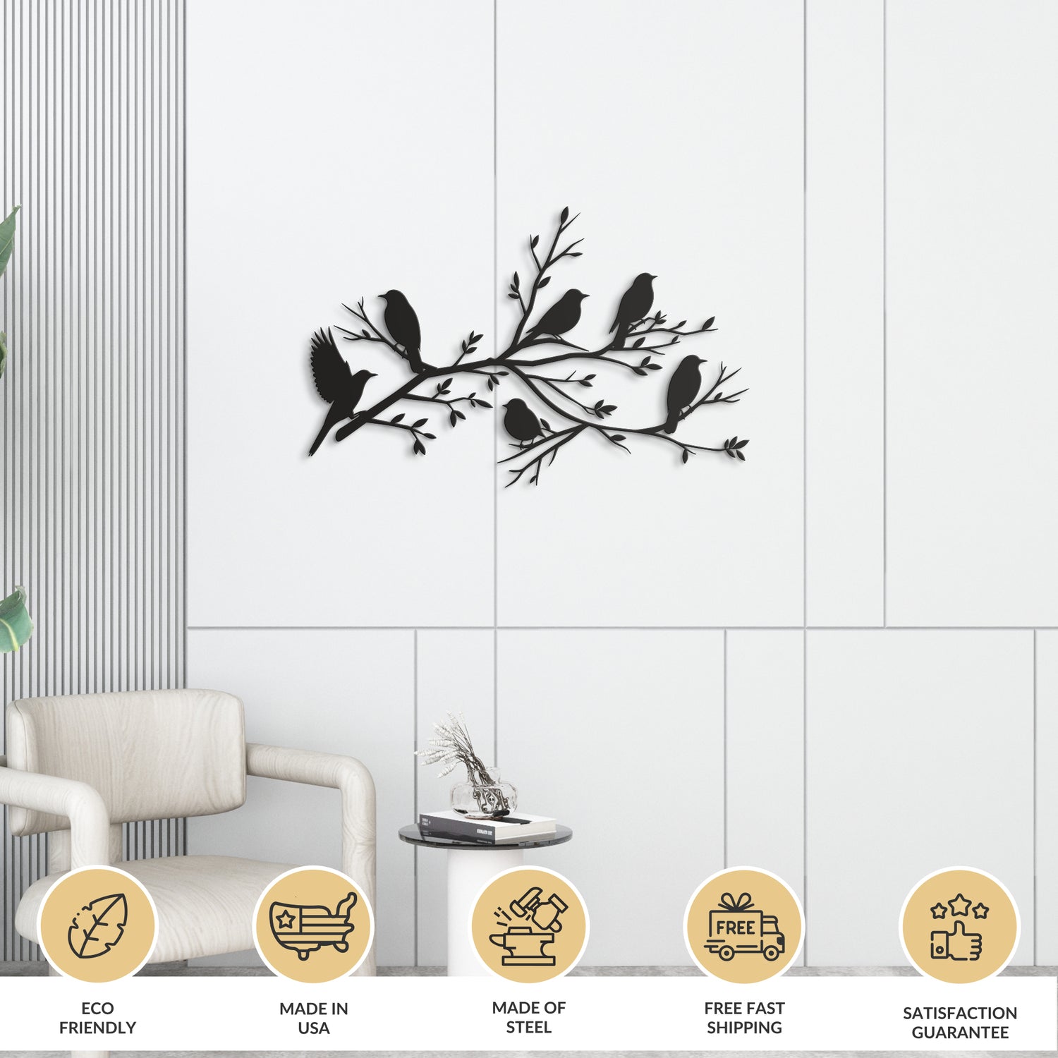 Birds On Branch Metal Wall Art