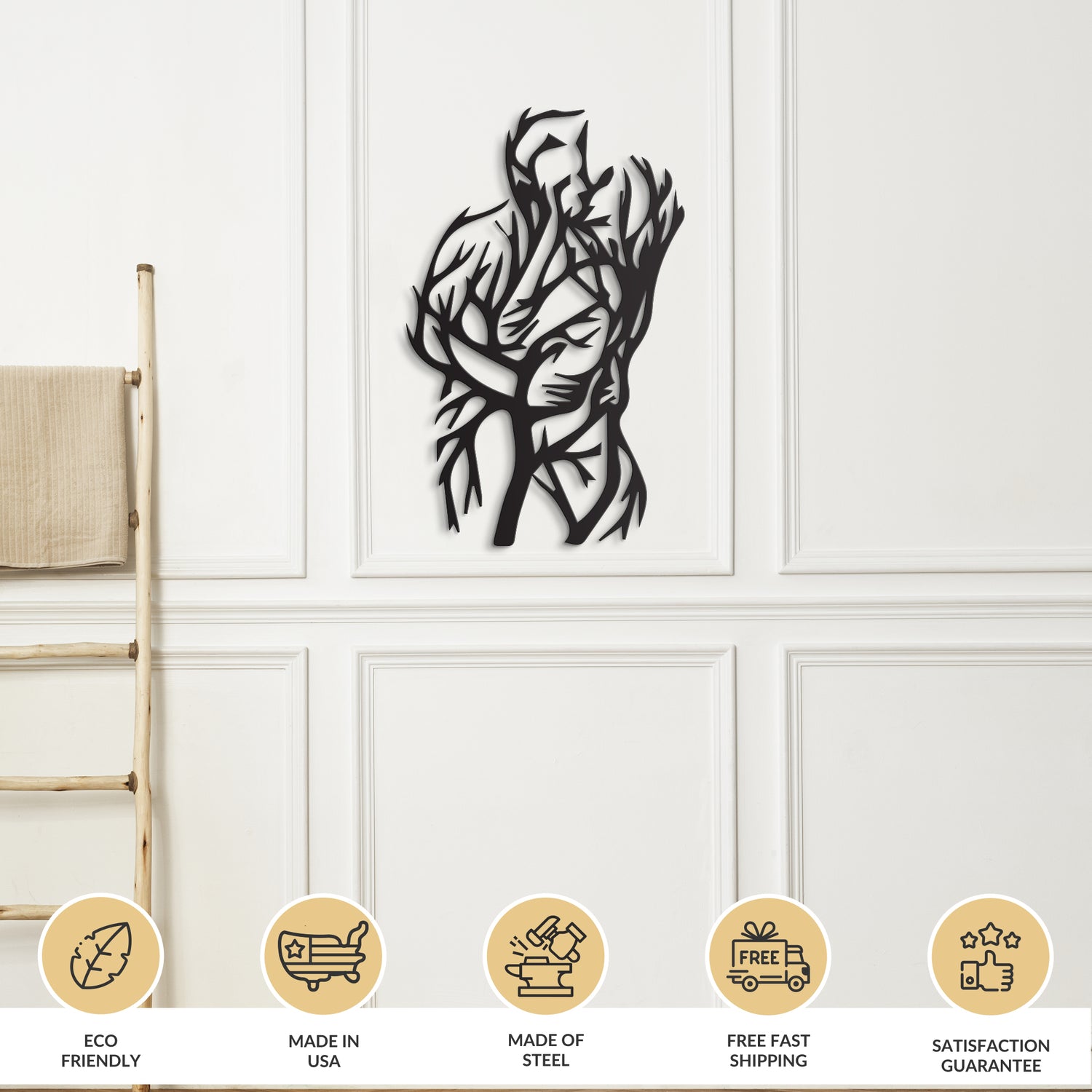 Romantic Tree Branches Metal Wall Art