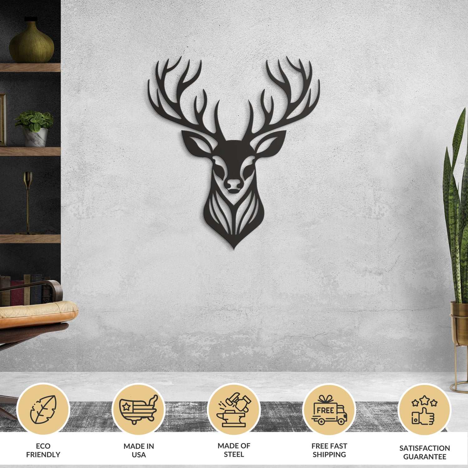 Deer Head Metal Wall Art