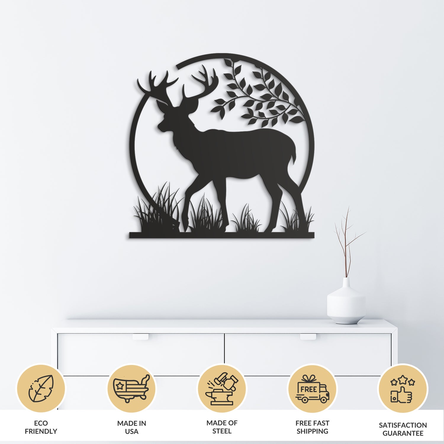 Deer in Nature Metal Wall Art