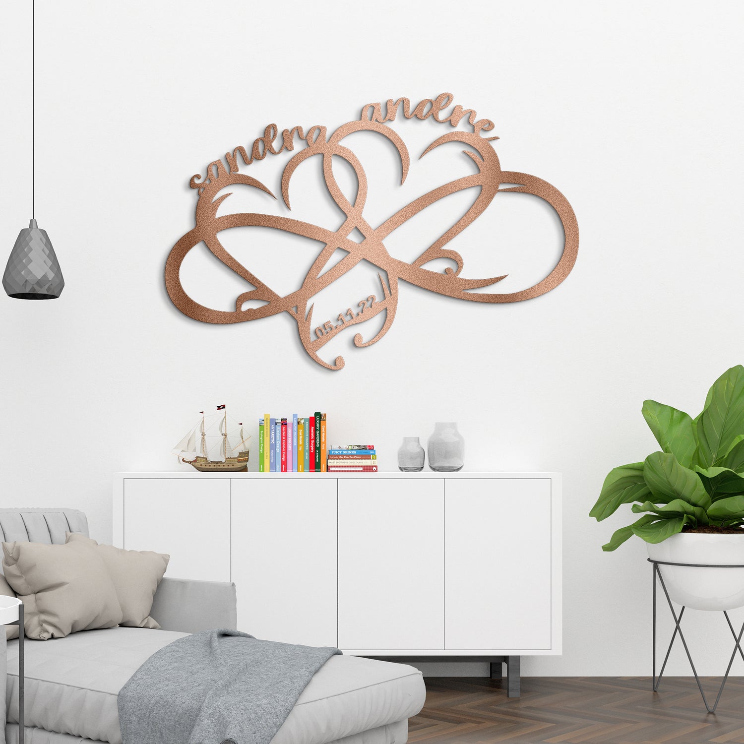 Double Heart -  Personalized Love Metal Sign
