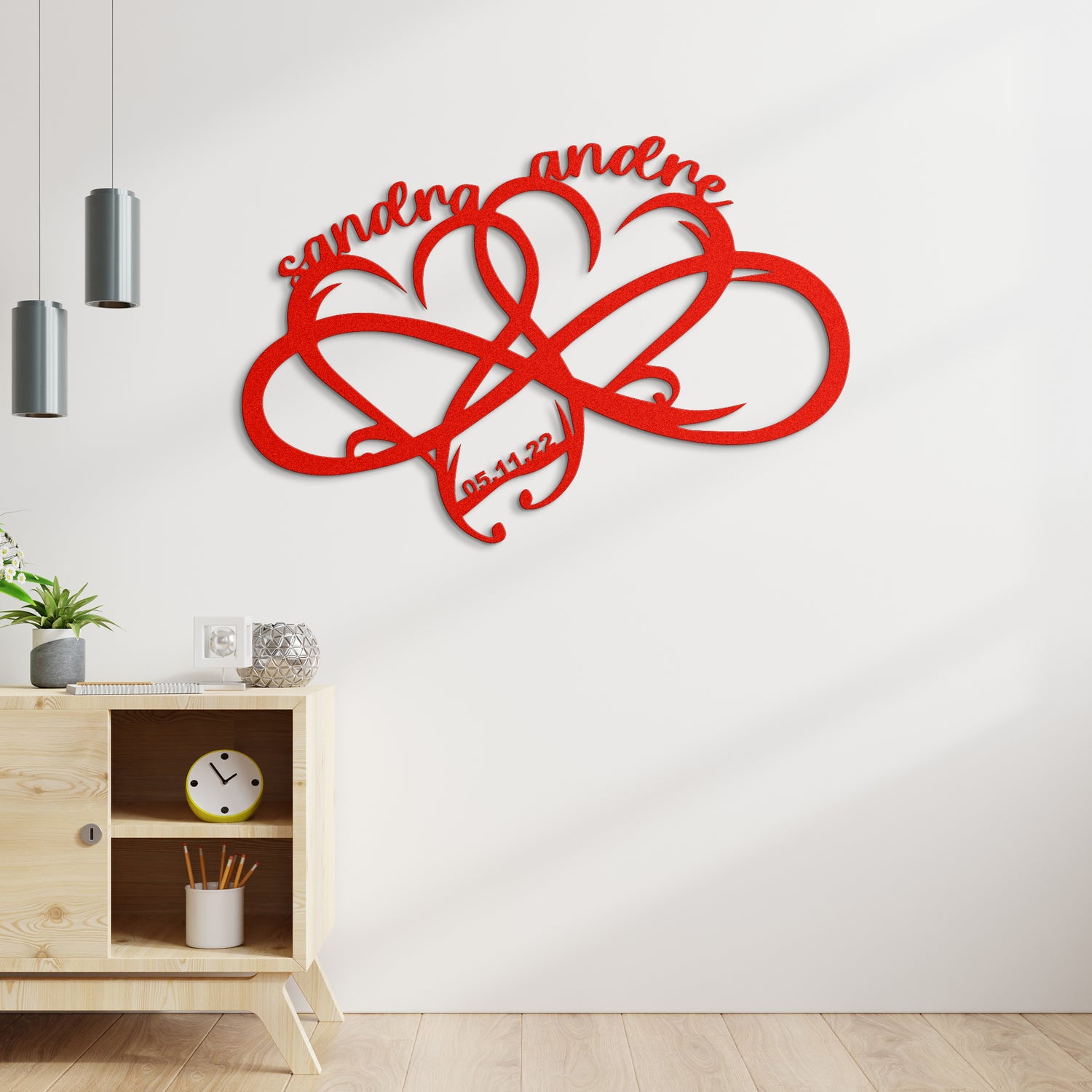 Double Heart -  Personalized Love Metal Sign