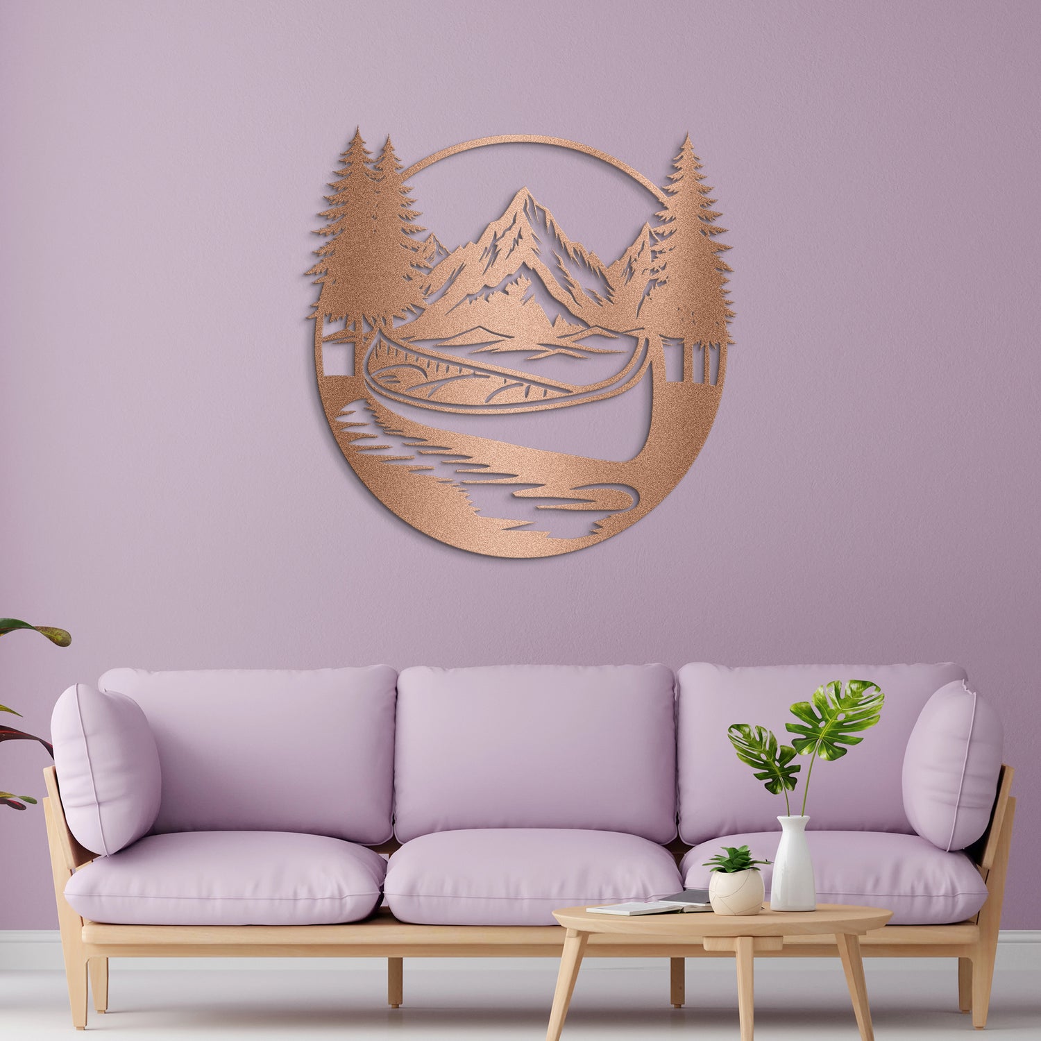 Drift Boat Mountain Metal Wall Art