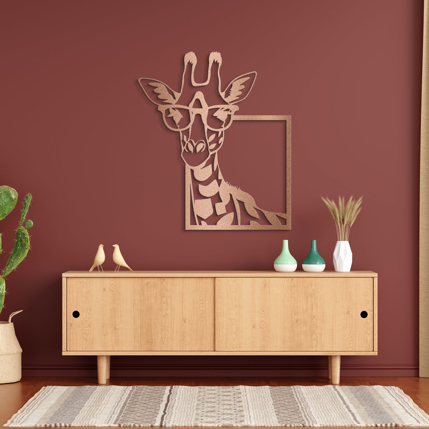 Giraffe with Glasses Metal Wall Art
