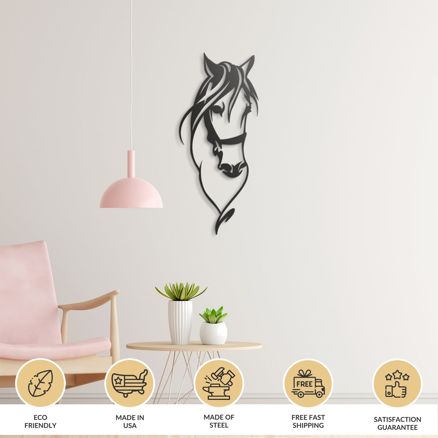 Minimal Horse Head Metal Wall Art