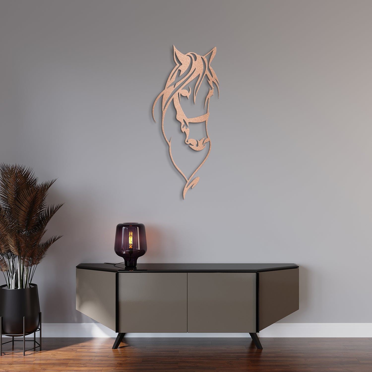 Minimal Horse Head Metal Wall Art