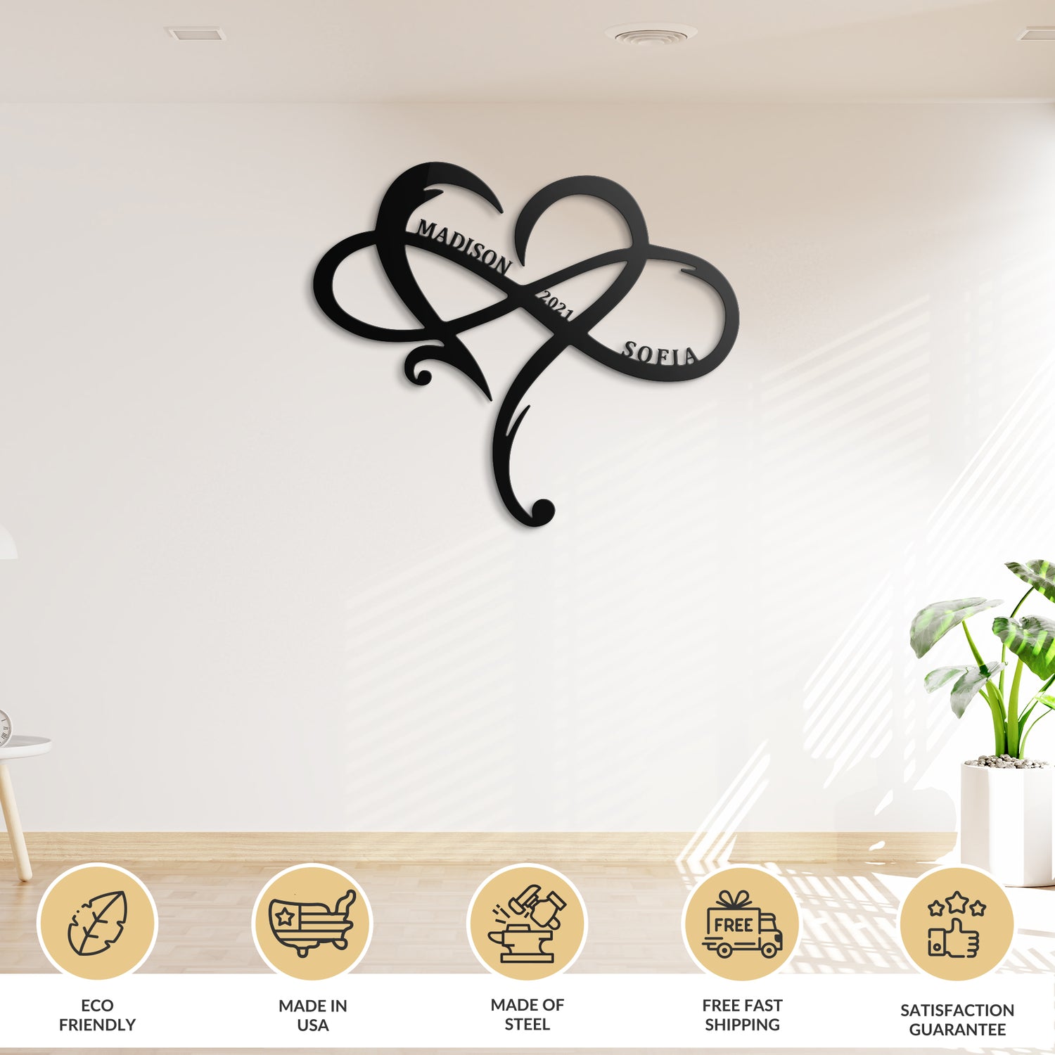 Heart With Infinity - Personalized Love Metal Sign