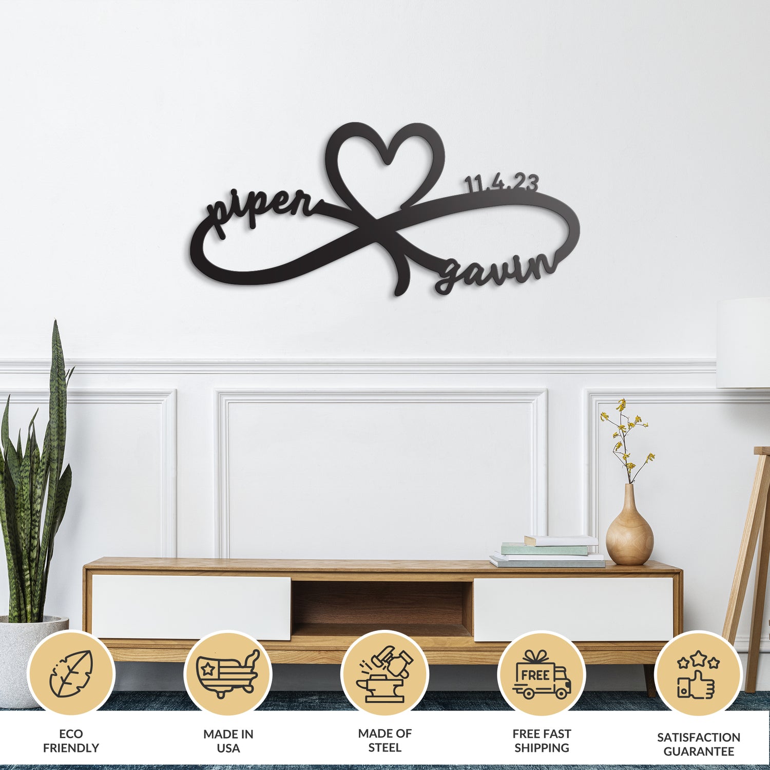 Heart Infinity - Personalized Love Metal Sign
