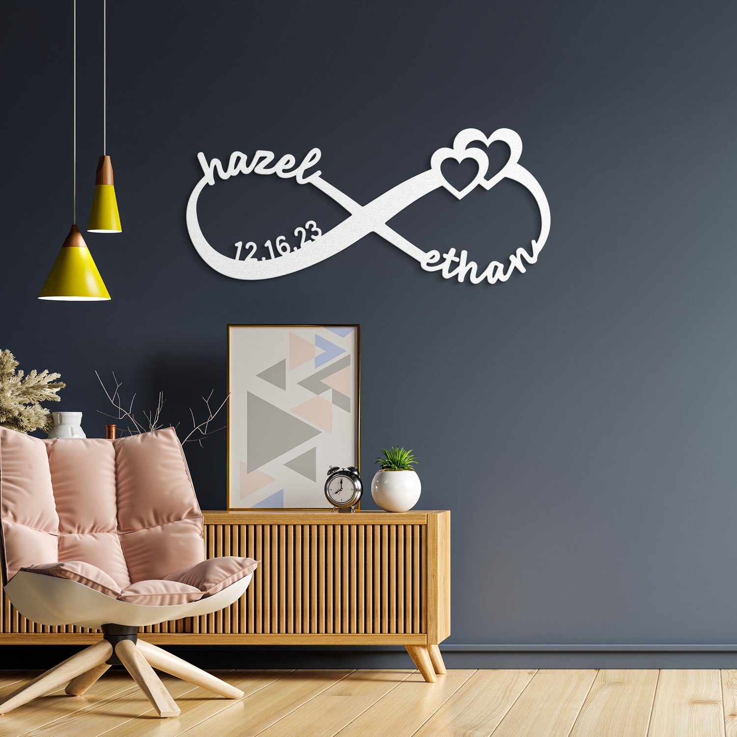 Two Hearts Infinity - Personalized Love Metal Sign