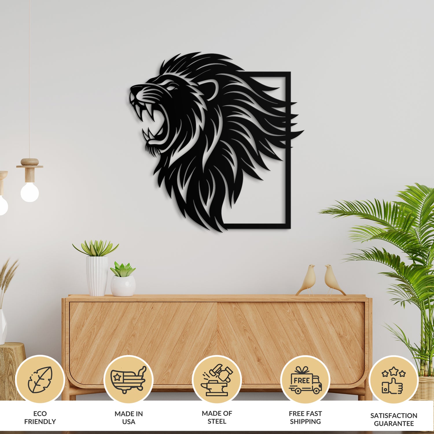 Lion Head Metal Wall Art