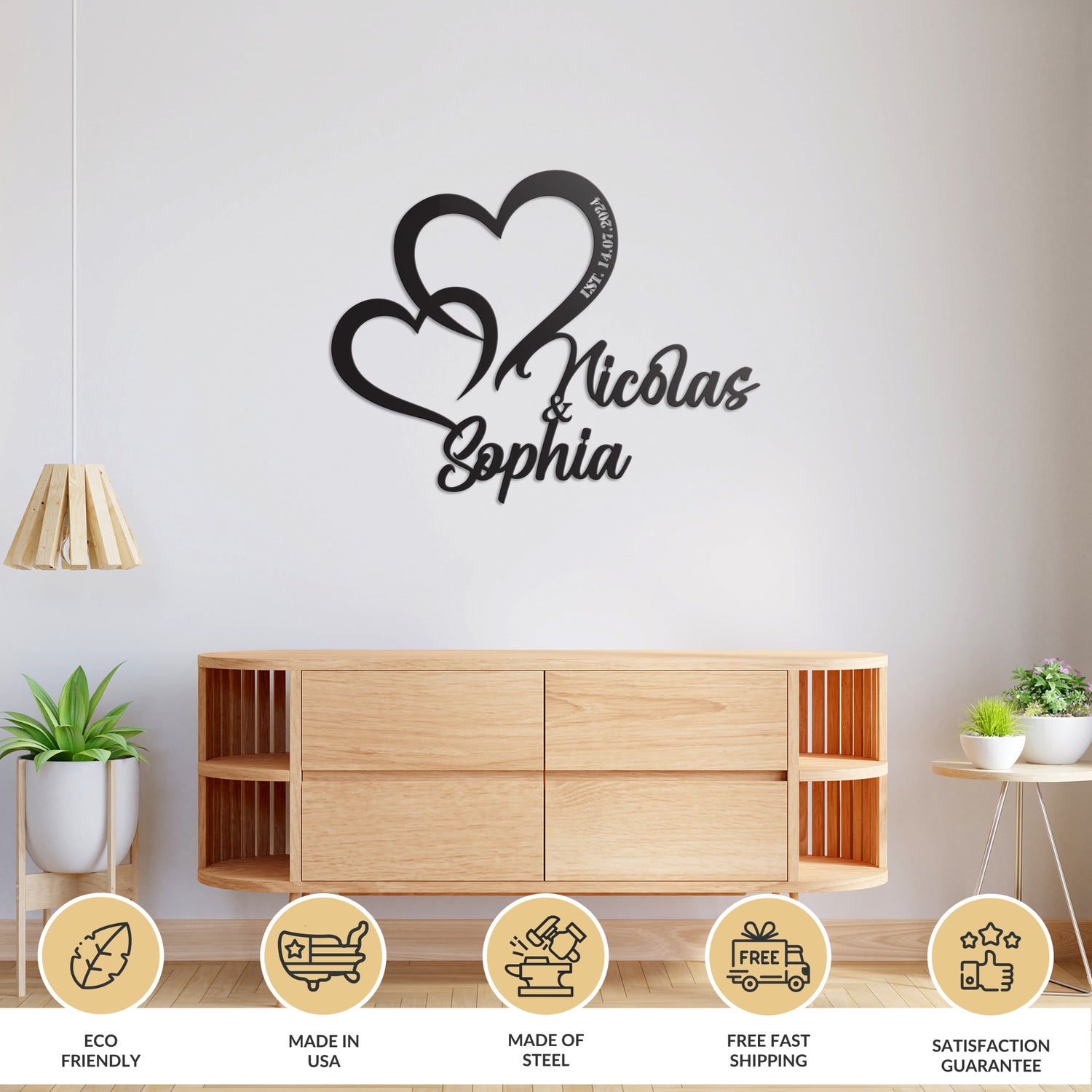 Two Heart - Personalized Heart Metal Sign