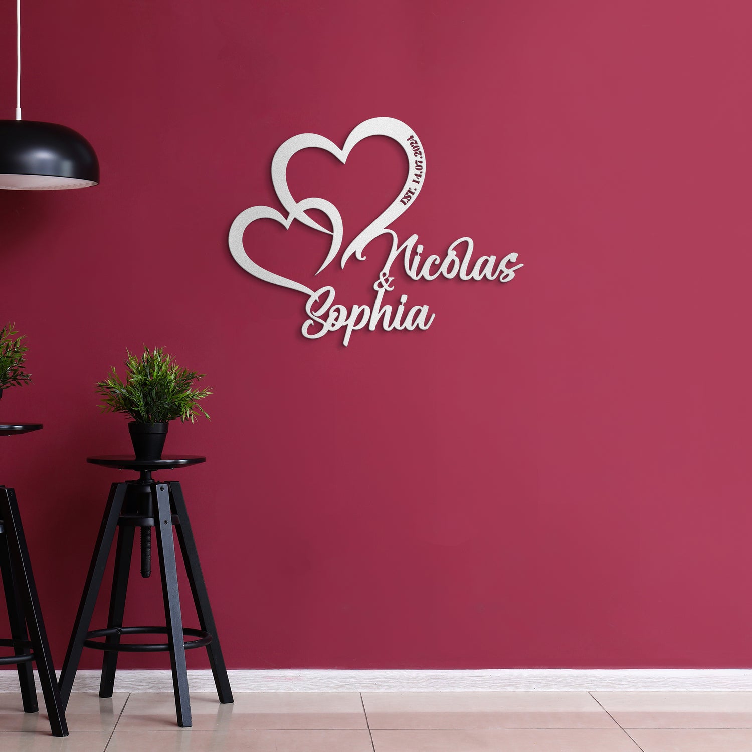Two Heart - Personalized Heart Metal Sign