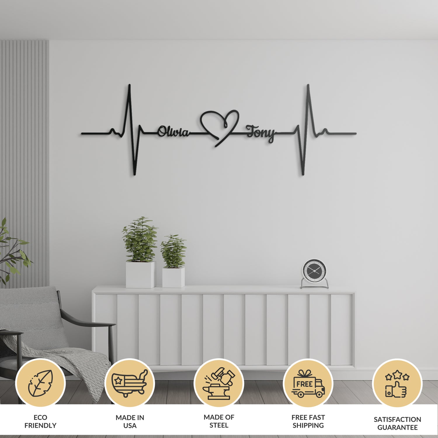 Heartbeat - Personalized Love Metal Sign