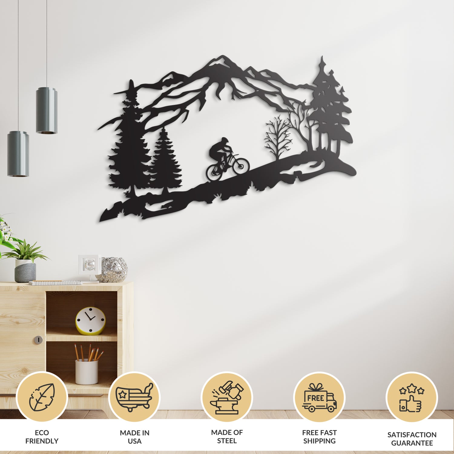 Mountain Biker Metal Wall Art