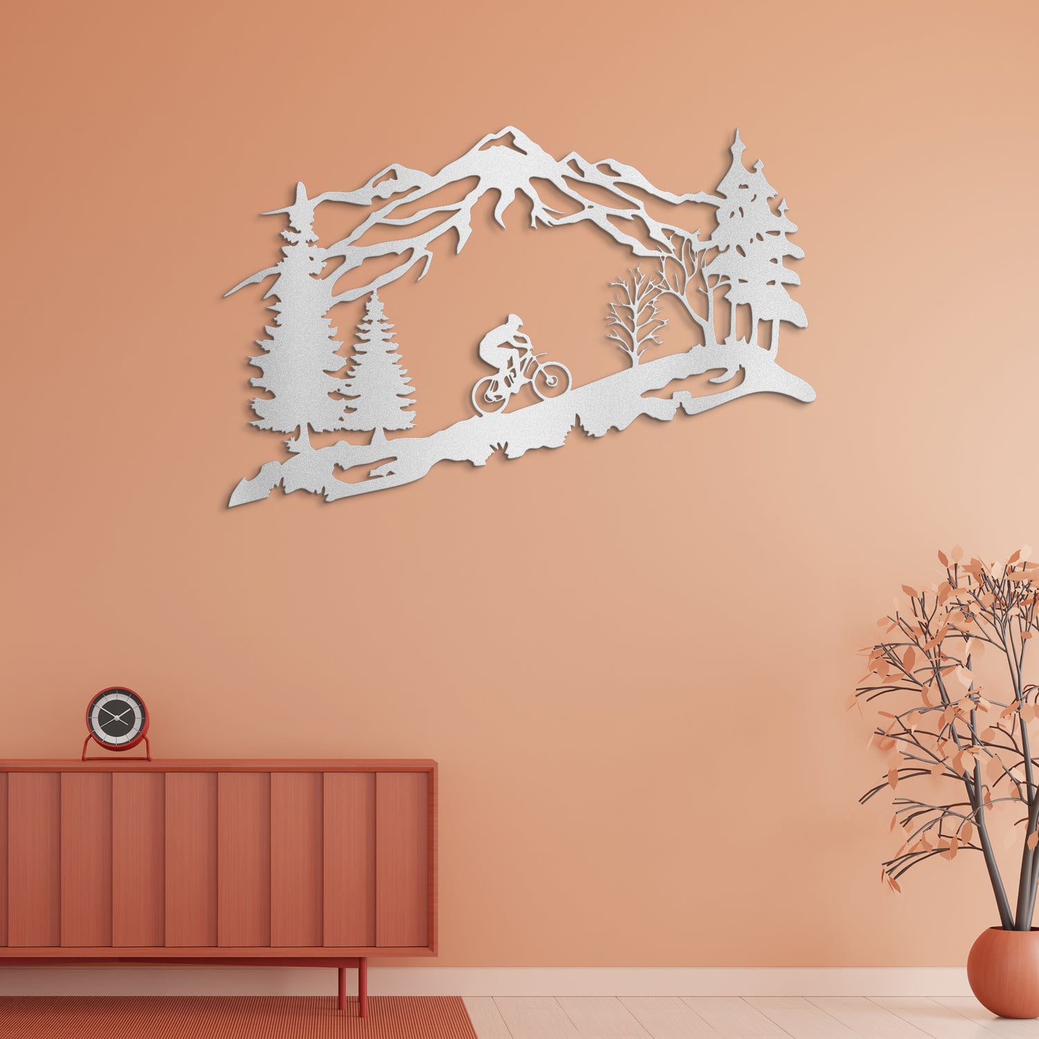 Mountain Biker Metal Wall Art