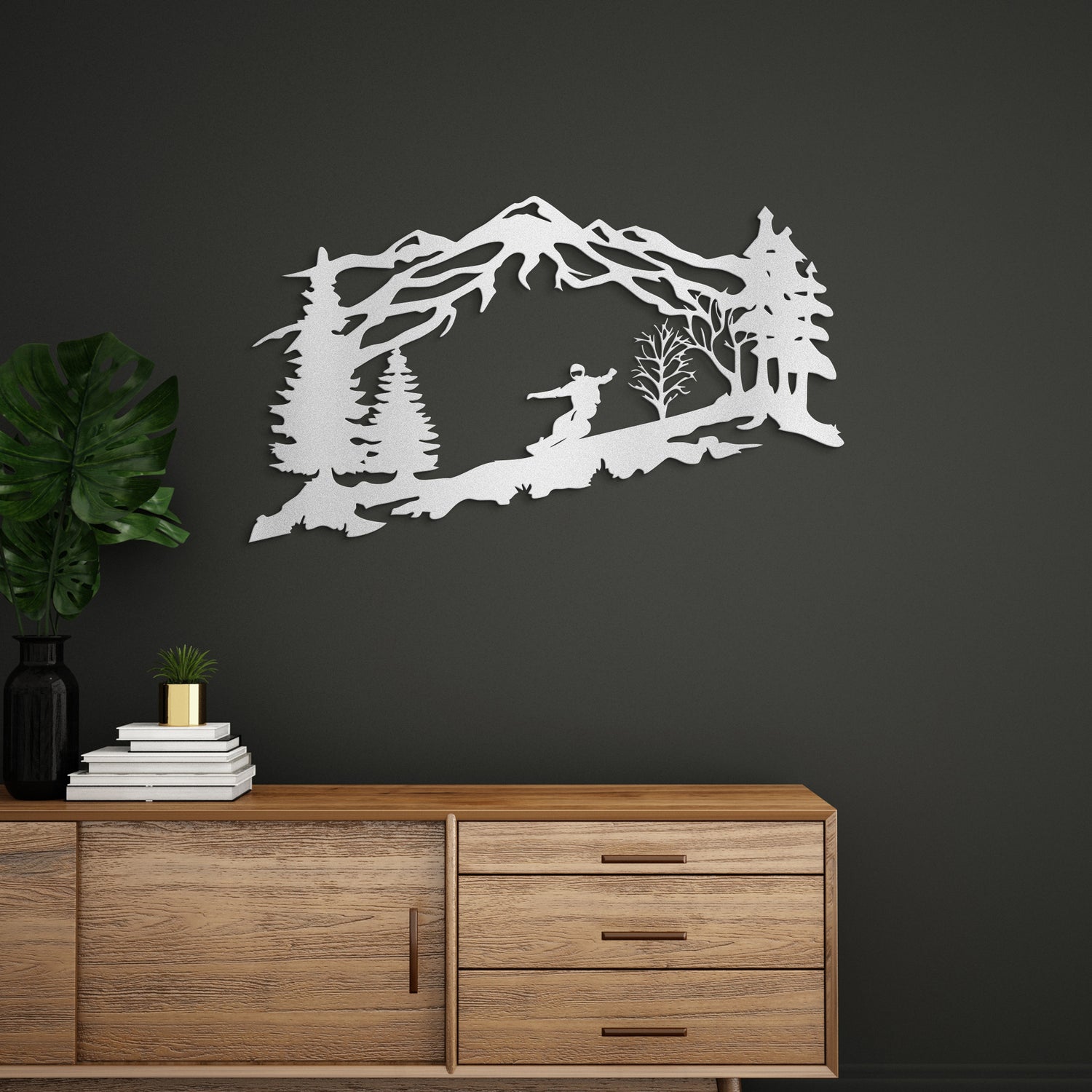Snowboarding Mountain Metal Wall Art