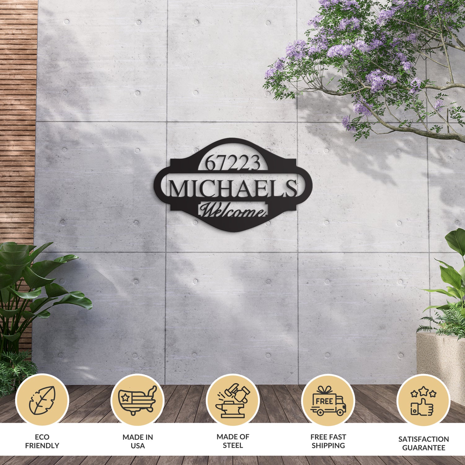 Modern - Personalized Metal Address Sign