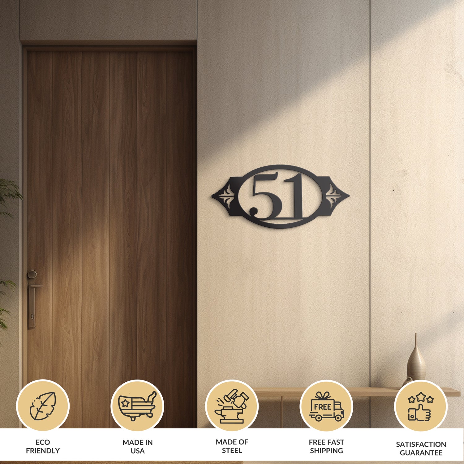 Oval Number - Personalized Metal Address Sign