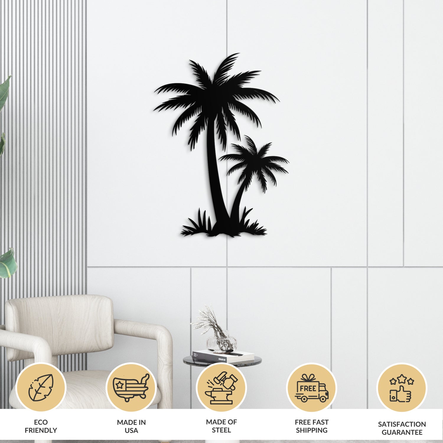 Two Palm Tree Metal Wall Art