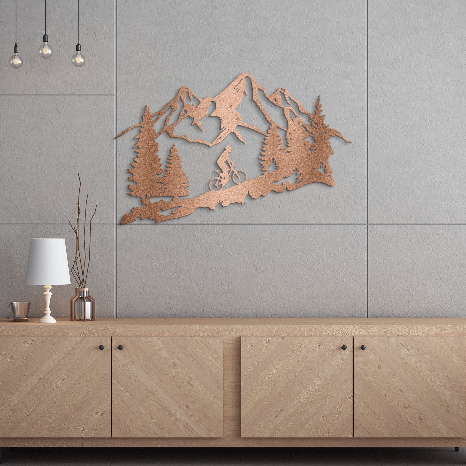 Biker in Mountain Metal Wall Art