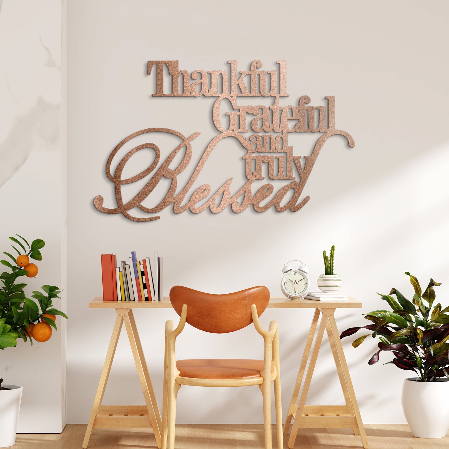 Thankful, Grateful & Truly Blessed Quote Metal Sign